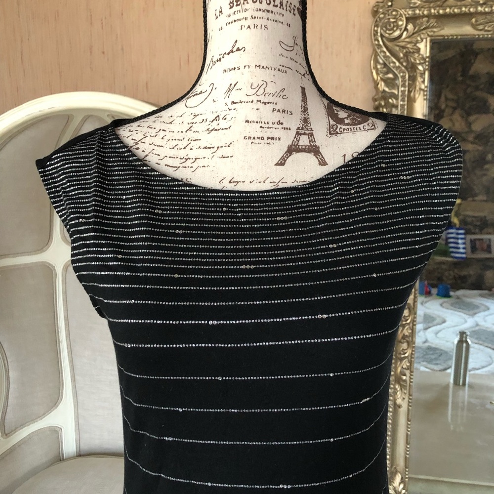 Express black mini dress tunic silver rhinestone - Picture 3 of 6